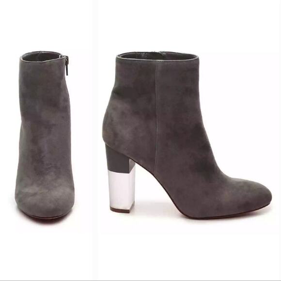 Enzo Angiolini Hadie Bootie Grey Suede Clear Chunky Heel women's size 8.5‎ - Picture 1 of 16
